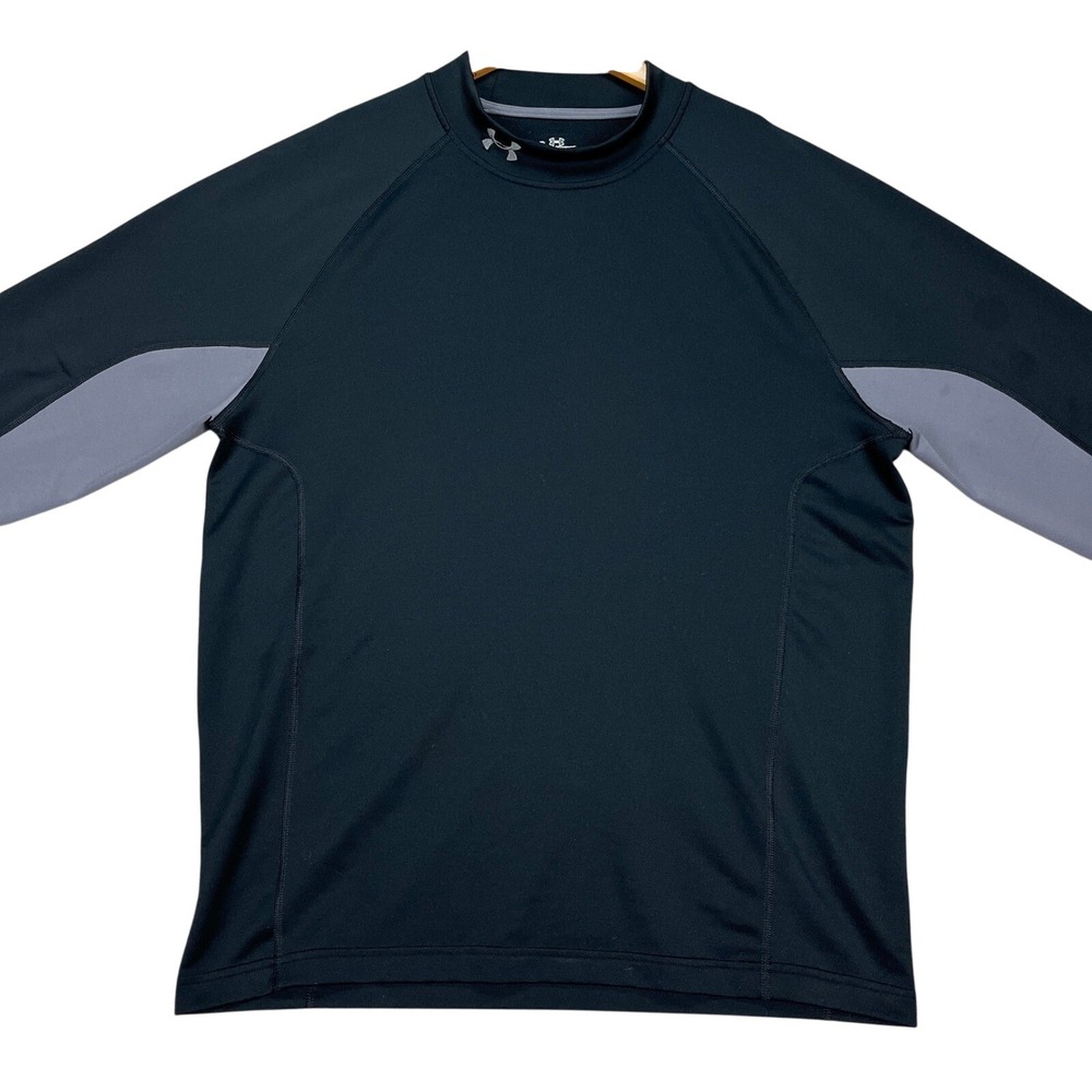 Under Armour Pullover Mens XL Black Gray Colorblock Long Sleeve ColdGear STAIN